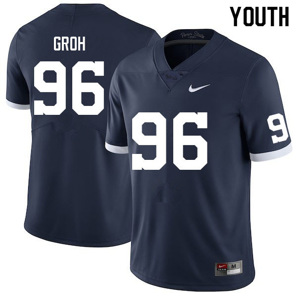 Youth #96 Mitchell Groh Penn State Nittany Lions College Football Jerseys Sale-Retro - Click Image to Close